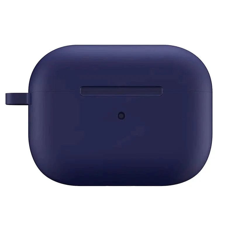 Liquid Silicone Soft Skin with front LED visible Case for Apple Airpods Case Covers Airpods Pro | Pro 2 / Midnight Blue