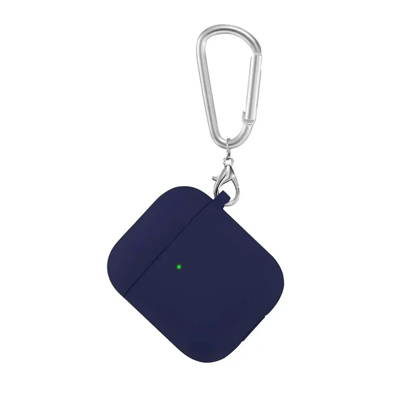 Liquid Silicone Soft Skin with front LED visible Case for Apple Airpods Case Covers Airpods 1 | 2 / Midnight Blue