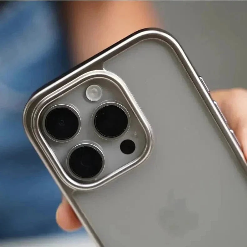 Lusterless Soft Frame Hard Transparent Case for iPhone 15 Pro