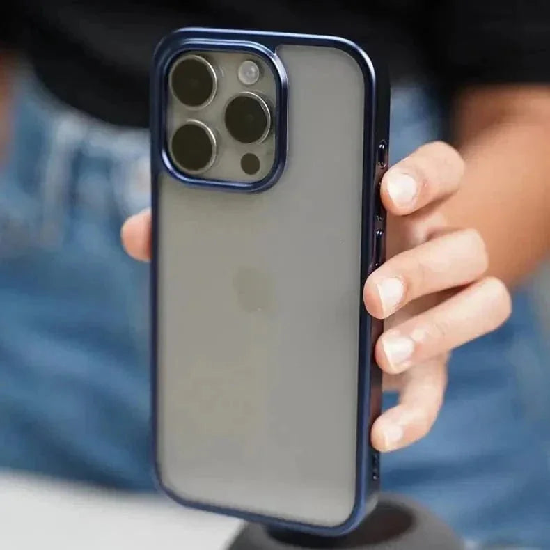 Lusterless Soft Frame Hard Transparent Case for iPhone 15 Pro