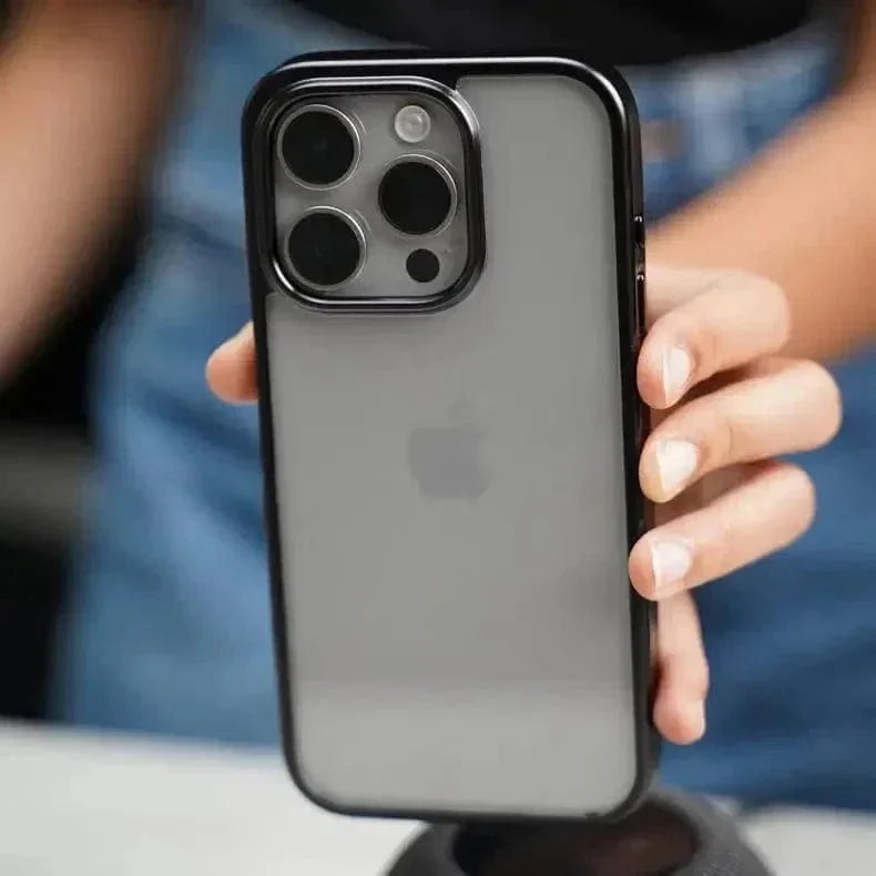 Lusterless Soft Frame Hard Transparent Case for iPhone 15 Pro