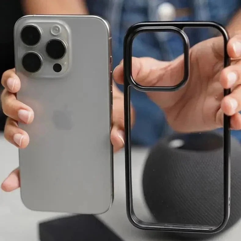 Lusterless Soft Frame Hard Transparent Case for iPhone 15 Pro