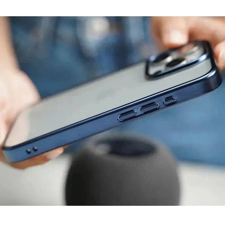 Lusterless Soft Frame Hard Transparent Case for iPhone 15 Pro Max