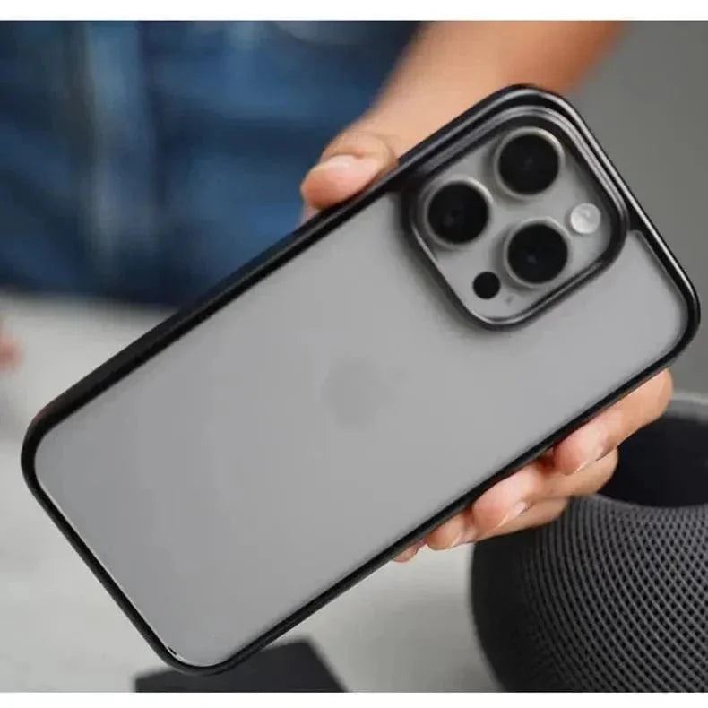 Lusterless Soft Frame Hard Transparent Case for iPhone 15 Pro Max