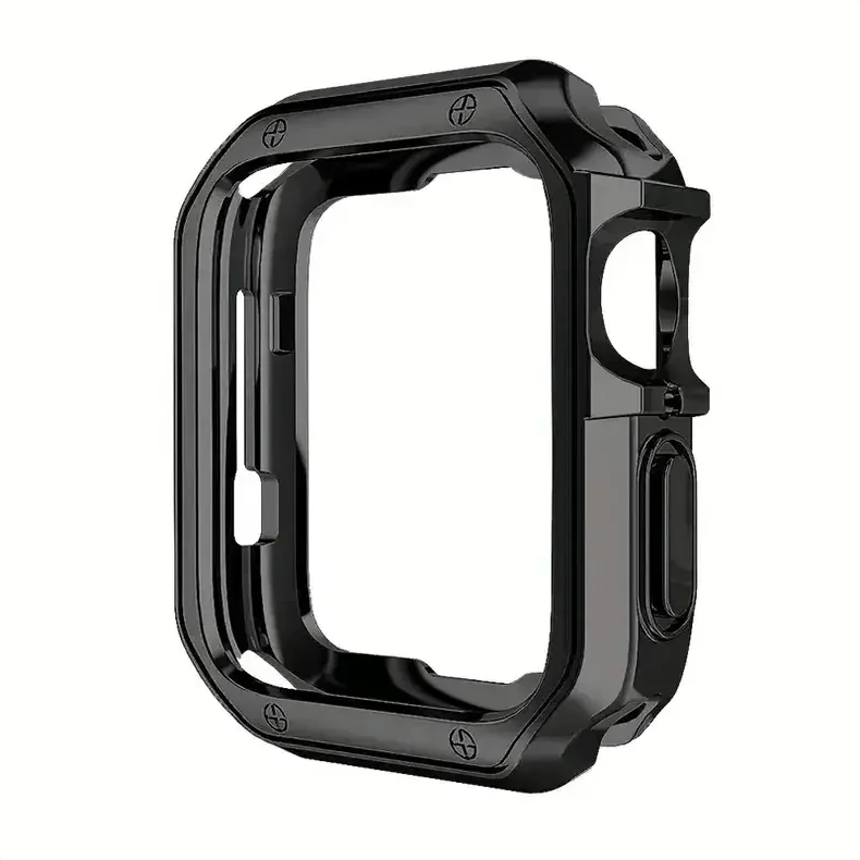 Luxury Armor Soft TPU 360 Degree Body Bumper for iWatch Case Covers 45mm / Black