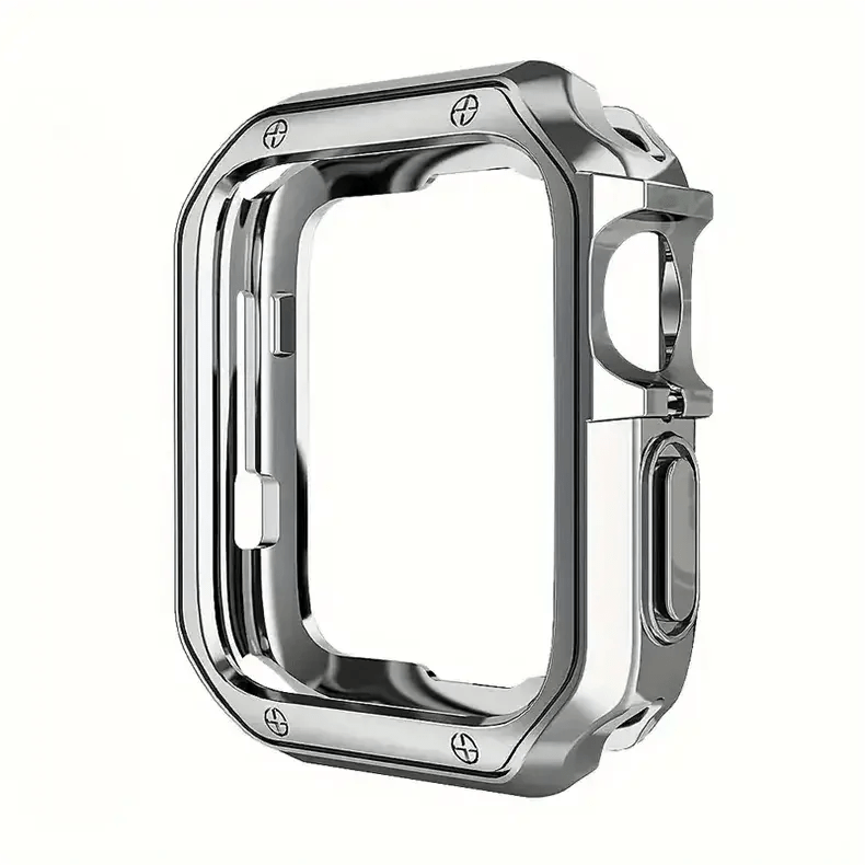 Luxury Armor Soft TPU 360 Degree Body Bumper for iWatch Case Covers 45mm / Silver