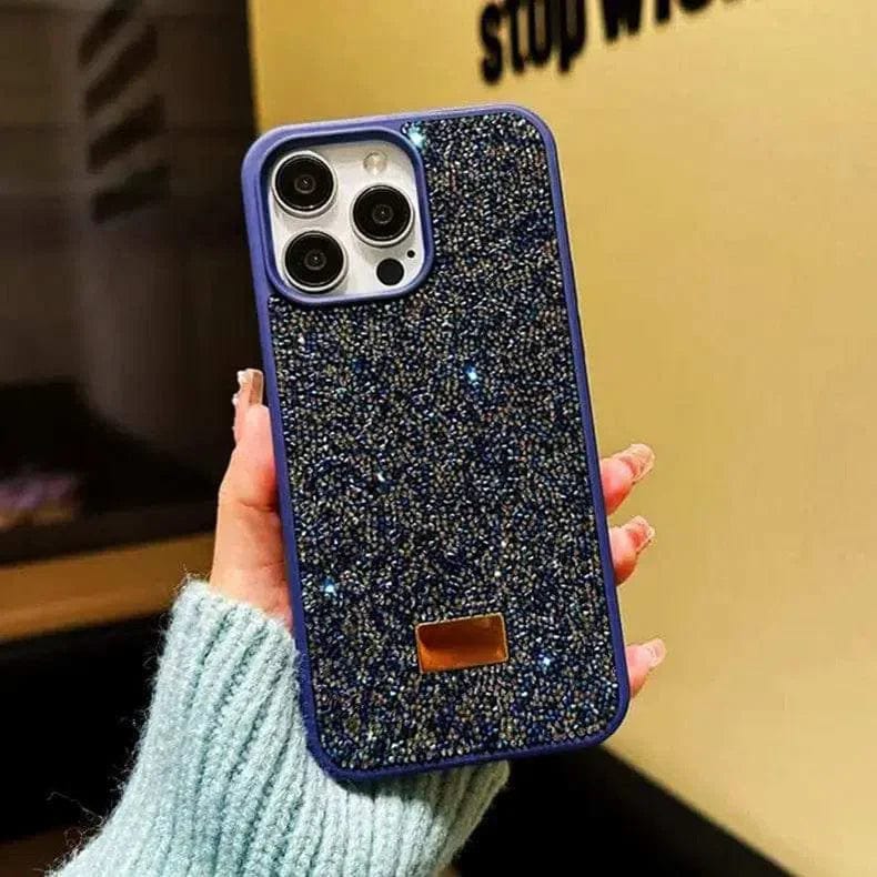 Luxury Glitter Diamond Bling Shockproof Case for iPhone Back Cases iPhone 15 Pro Max / Blue