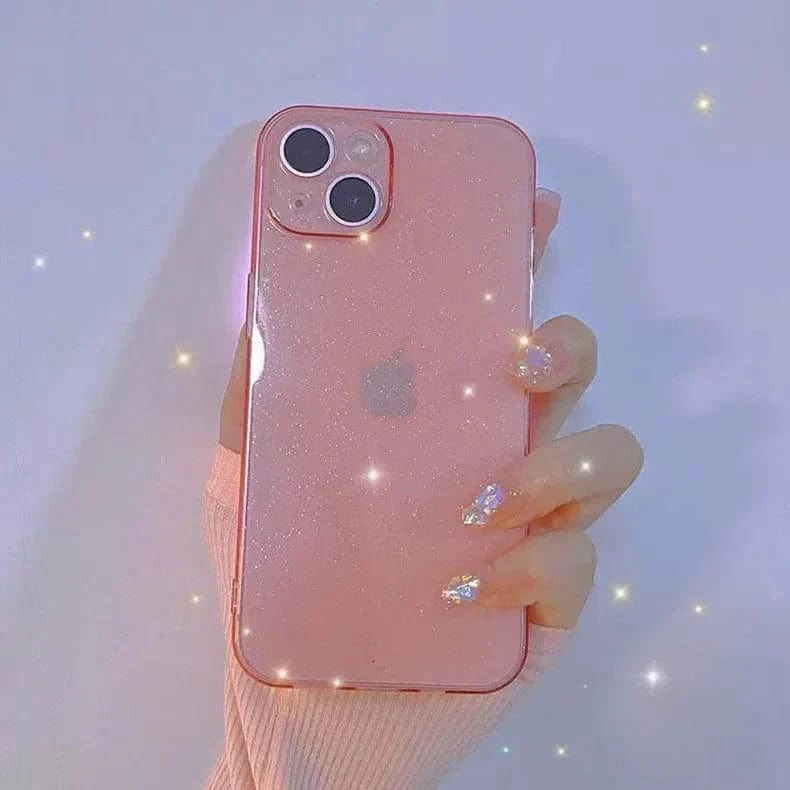 Luxury Shiny Glitter Clear Case for iPhone Back Cases iPhone 14 Pro Max / Pink Glitter