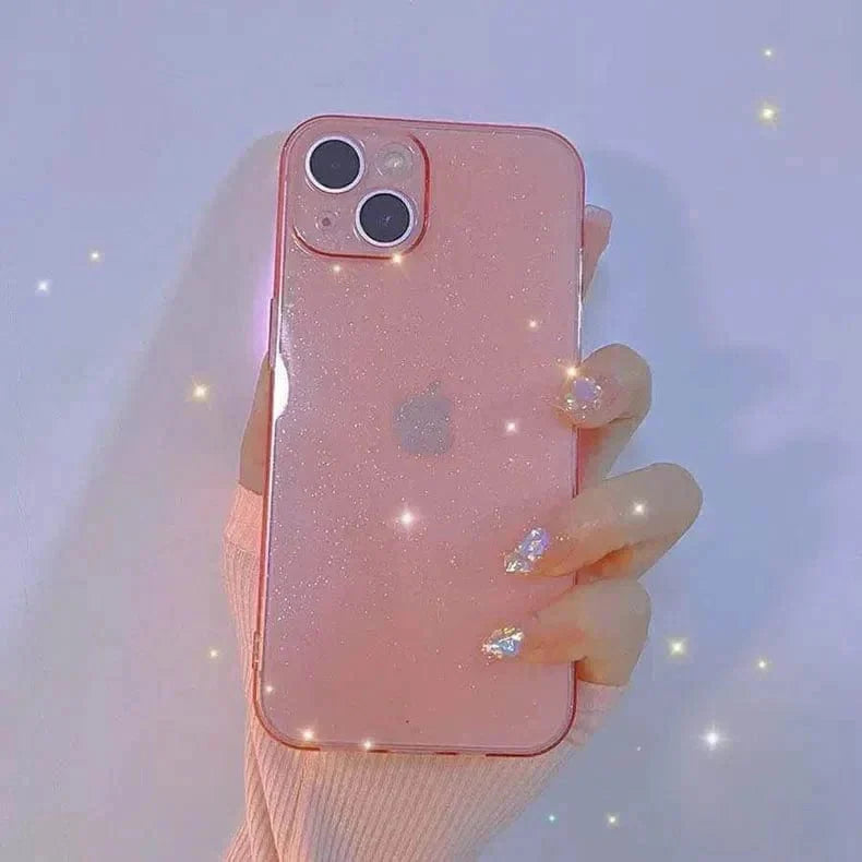 Luxury Shiny Glitter Clear Case for iPhone 11 Pink Back Cases