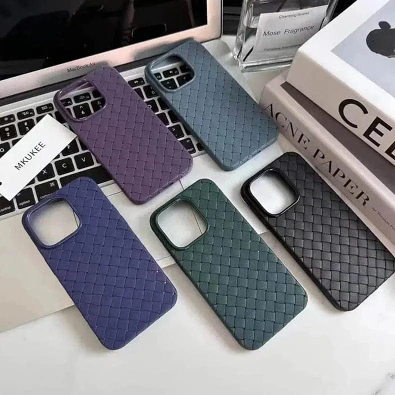 Luxury Weave Breathable Matte Silicone Soft Grid Case for iPhone Back Cases