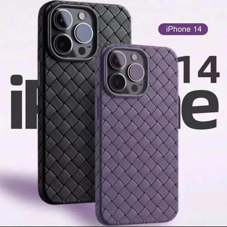 Luxury Weave Breathable Matte Silicone Soft Grid Phone Back Case for Apple iPhone