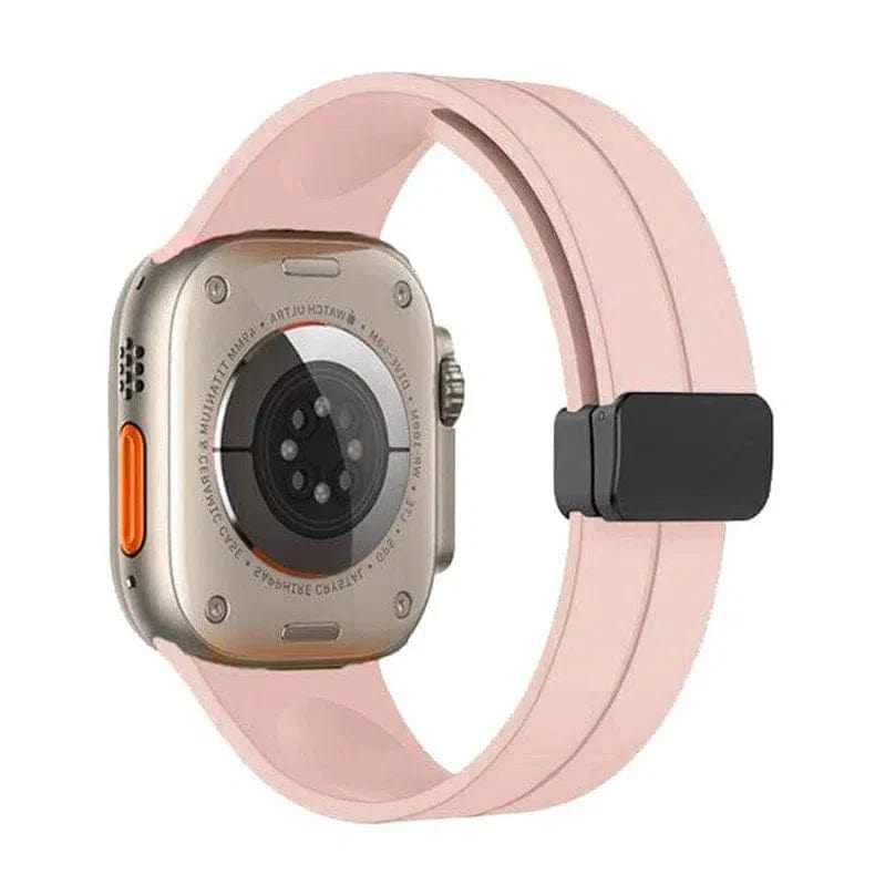 Magnetic D-Buckle Silicone Watch Band for Apple Watch Watch Bands 42mm | 44mm | 45mm | Ultra 49mm / Sand Pink