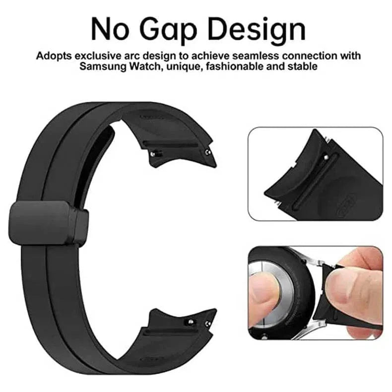 Magnetic D-Buckle Silicone Watch Band for Samsung Galaxy Watch