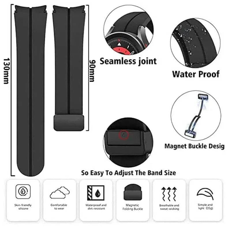 Magnetic D-Buckle Silicone Watch Band for Samsung Galaxy Watch