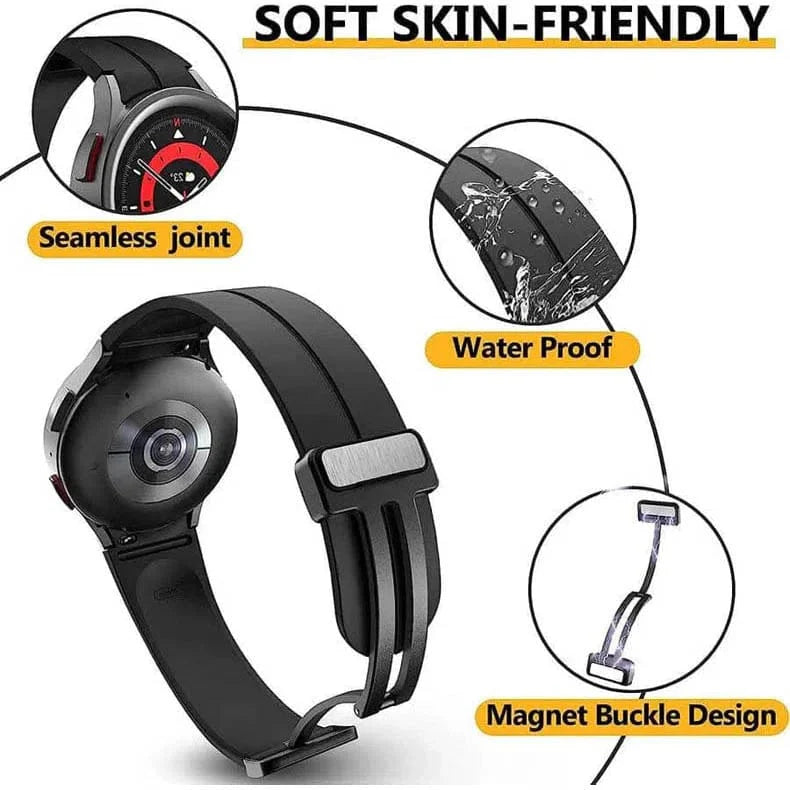 Magnetic D-Buckle Silicone Watch Band for Samsung Galaxy Watch