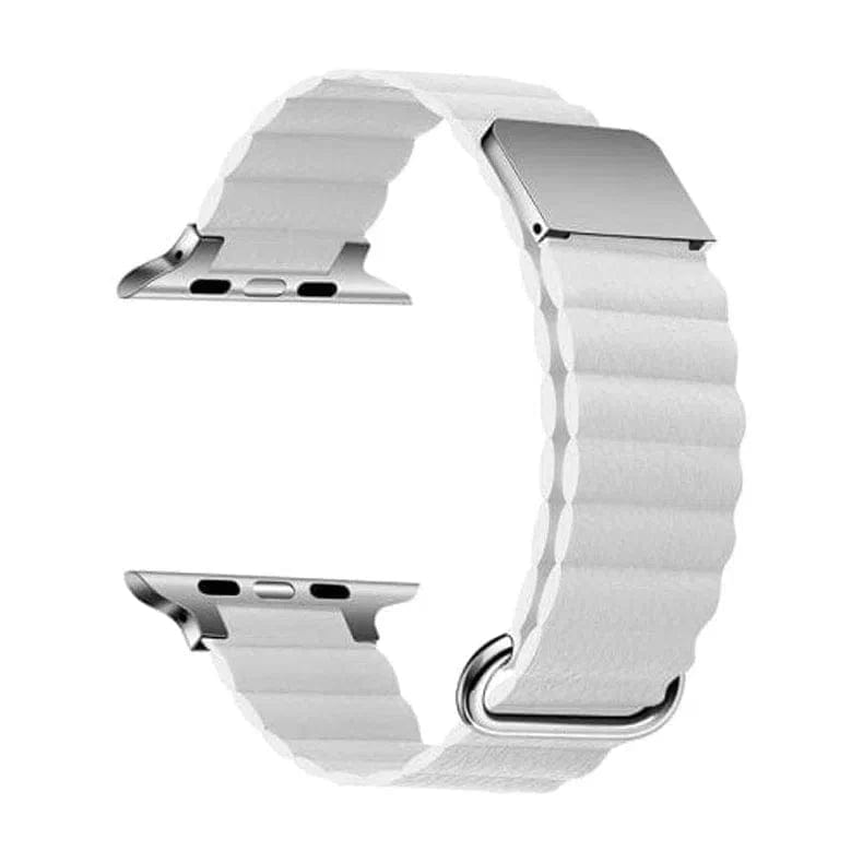 Magnetic Leather Texture Watch Band for Apple Watch Watch Bands 42mm | 44mm | 45mm | Ultra 49mm / White