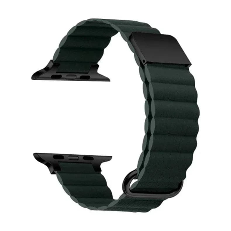 Magnetic Leather Texture Watch Band for Apple Watch Watch Bands 42mm | 44mm | 45mm | Ultra 49mm / Midnight Green