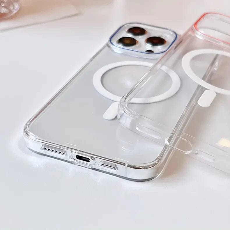 Magnetic Shield with Magsafe Transparent Case for iPhone Back Cases