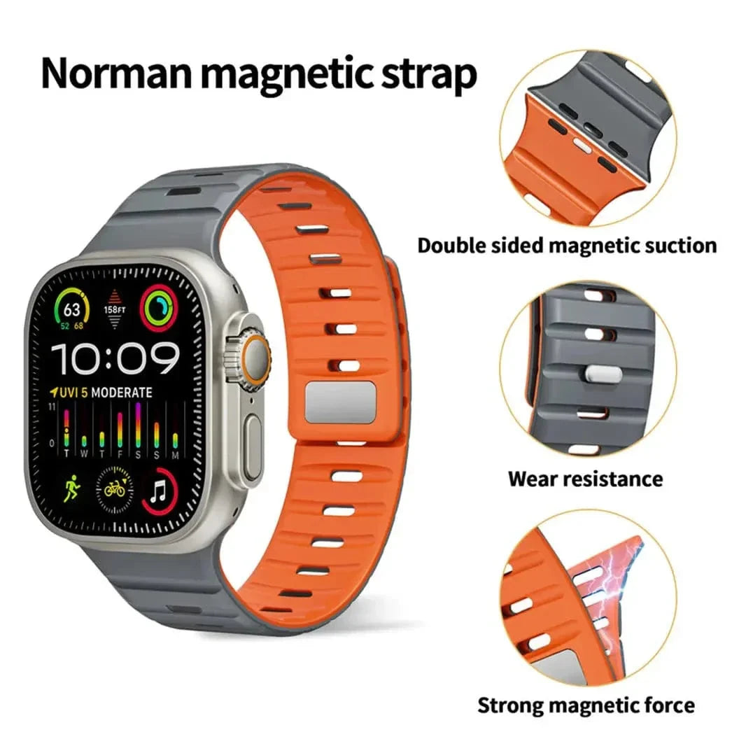 Magnetic Silicone Sports Band for Apple Watch 42 | 44 | 45 | Ultra 49 | 46mm S10