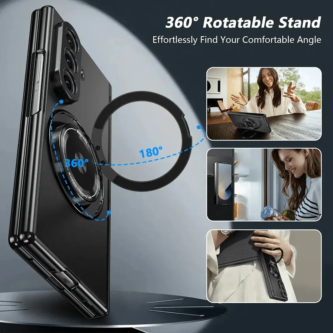 Magnetic Suction 360 Rotating Stand Case with Hinge Protection for Samsung Z Fold7
