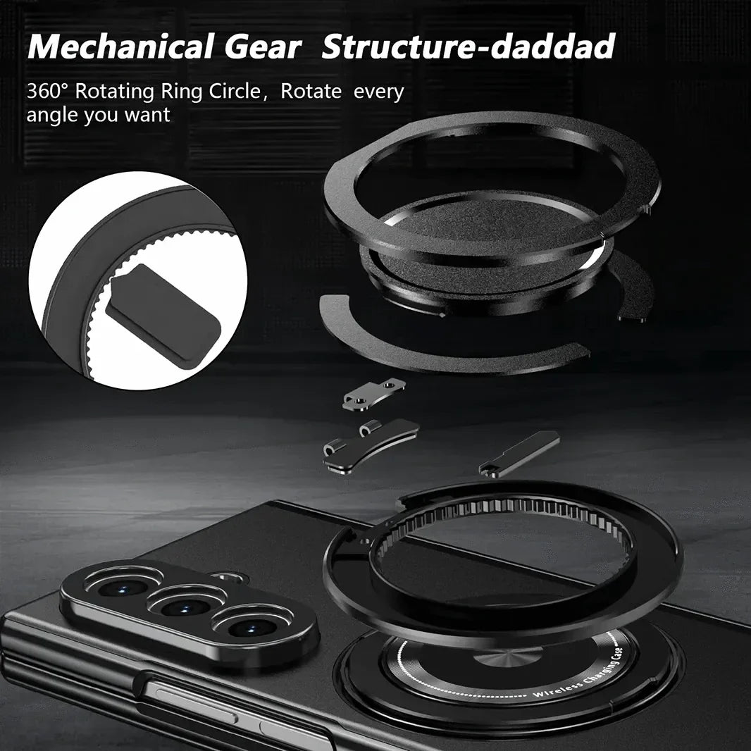 Magnetic Suction 360 Rotating Stand Case with Hinge Protection for Samsung Z Fold6