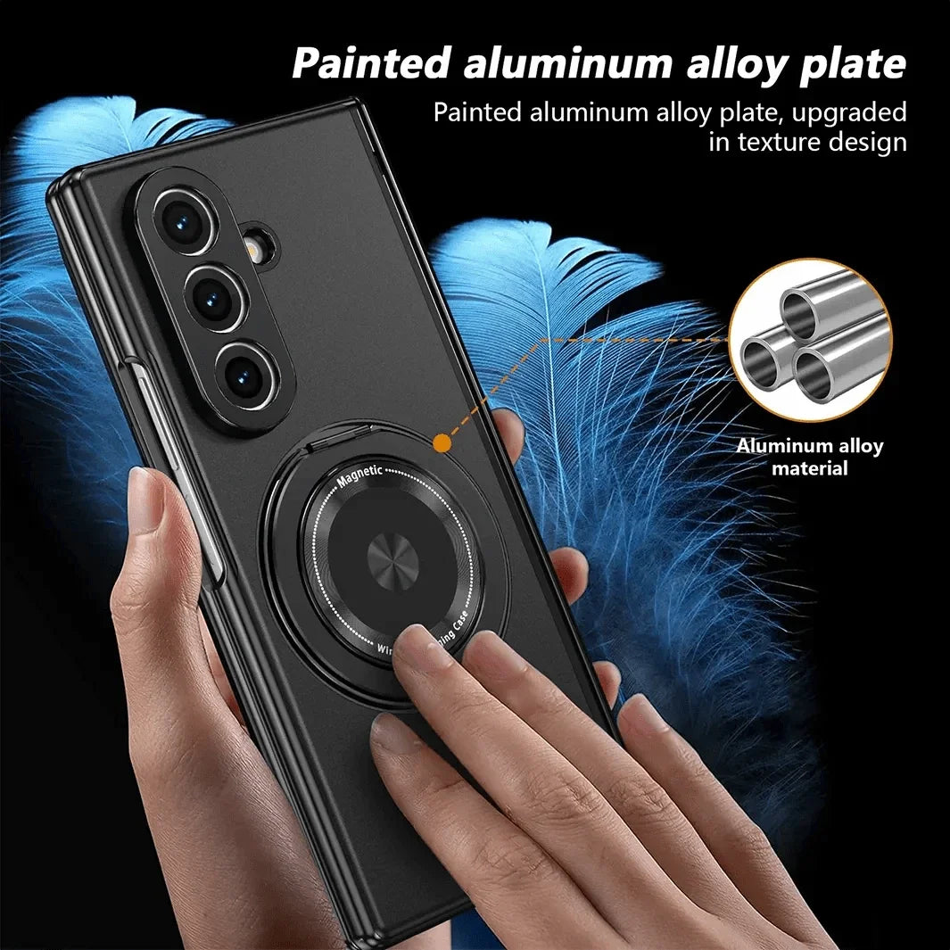 Magnetic Suction 360 Rotating Stand Case with Hinge Protection for Samsung Z Fold6