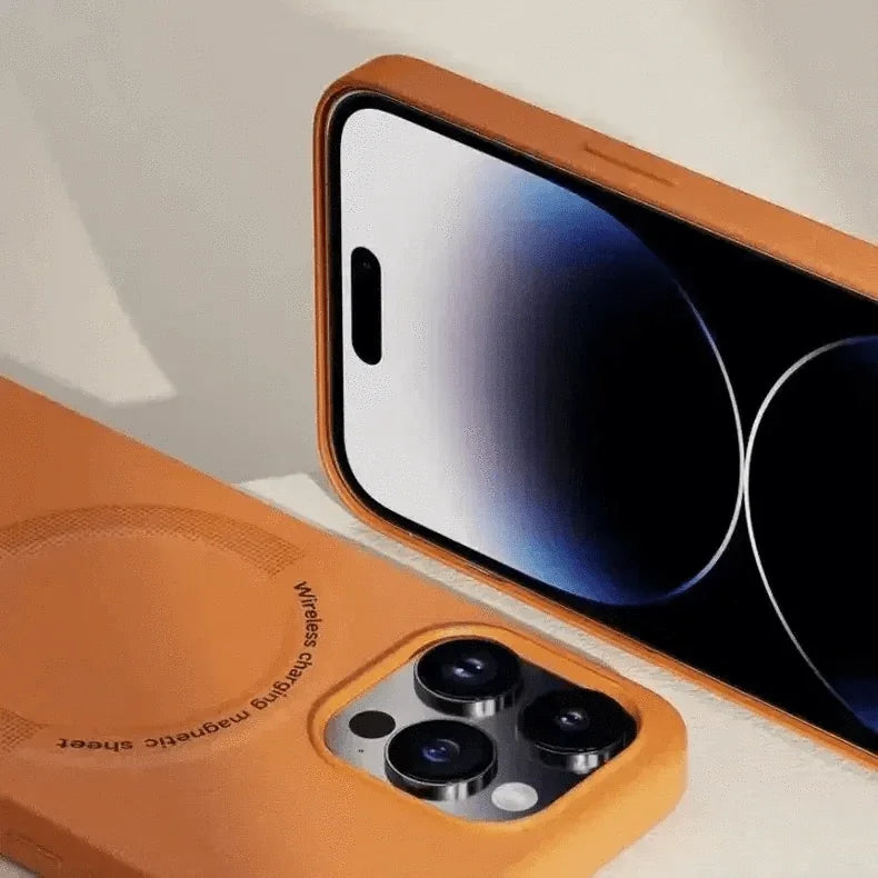 Magsafe PU Leather Magnetic Hard Case for iPhone 15