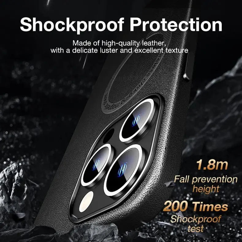 Magsafe PU Leather Magnetic Hard Case for iPhone 15 Pro Max