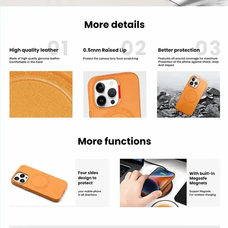 Magsafe PU Leather Magnetic Hard Case for iPhone 15 Pro Max