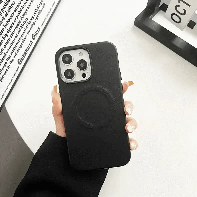 Magsafe PU Leather Magnetic Hard Case for iPhone 15 Pro Max