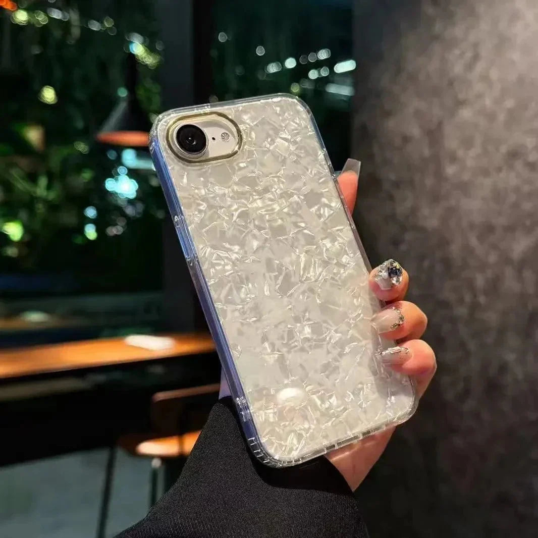 Marble Pattern Bling Glitter Hard Case for iPhone 16e