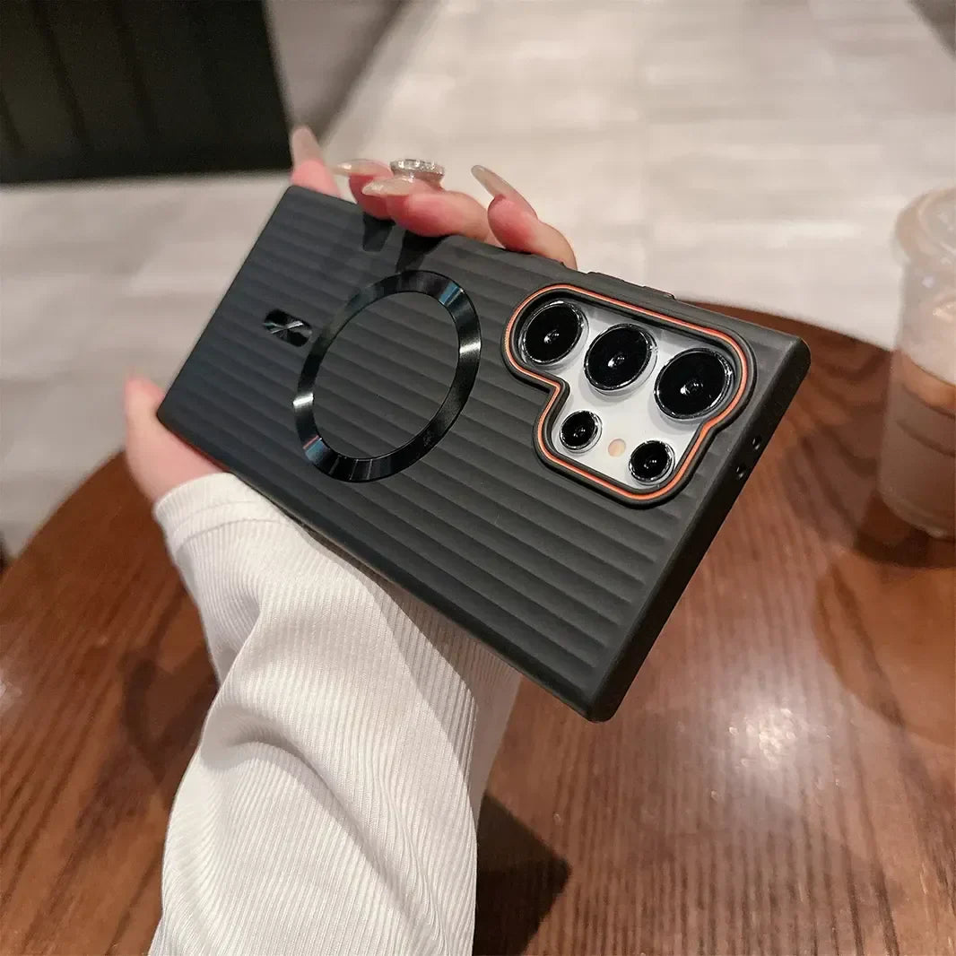 Matte Corrugated Magnetic Magsafe Hard Case for Samsung S25 Ultra