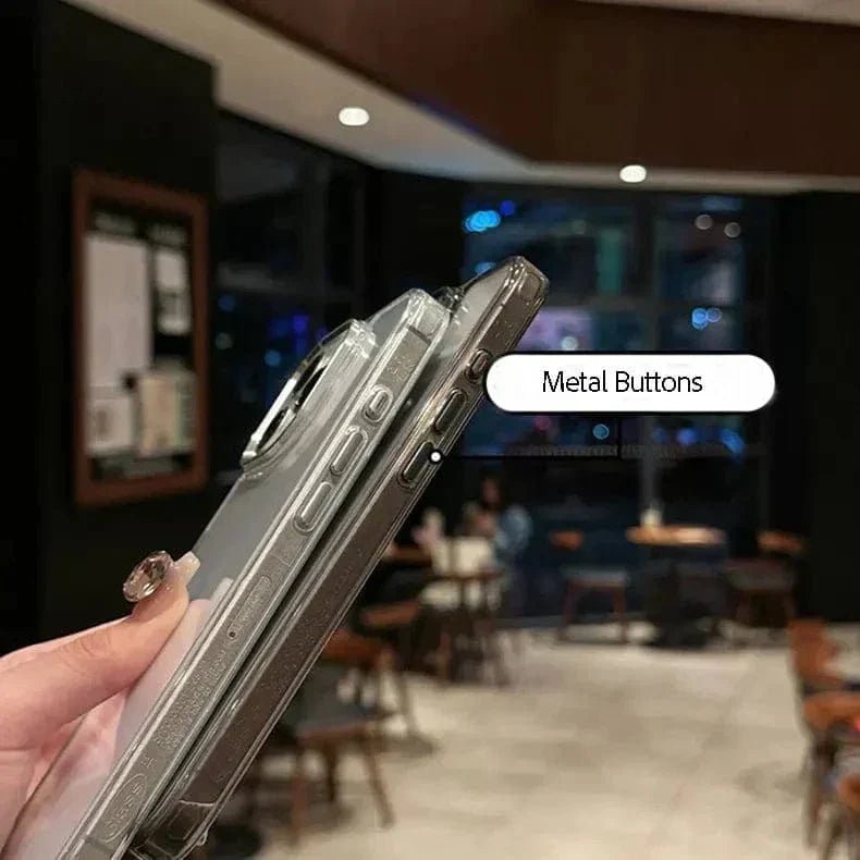 Cystal Clear Slim Metal Keys Magsafe Case for iPhone 16 Pro