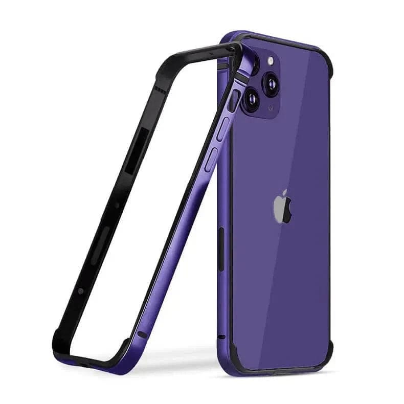 Metal reinforced aluminum bumper frame for iPhone Back Cases iPhone 14 Pro Max / Deep Purple