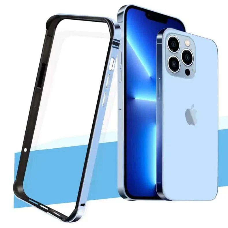 Metal reinforced aluminum bumper frame for iPhone Back Cases iPhone 14 Pro Max / Sierra Blue