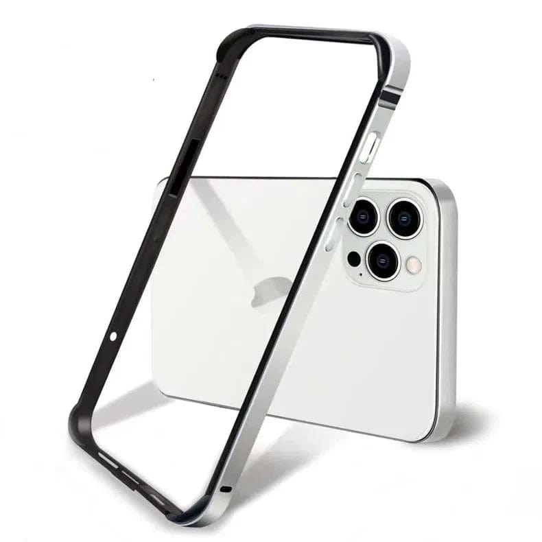 Metal reinforced aluminum bumper frame for iPhone Back Cases