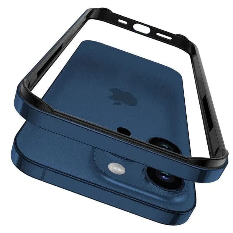 Metal reinforced aluminum bumper frame for iPhone Back Cases iPhone 15 Pro Max / Blue