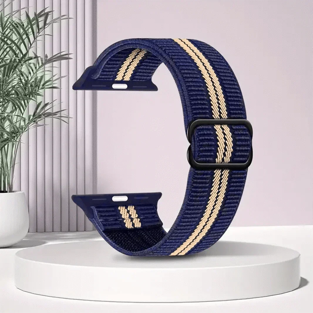 Nylon Soft Elastic Adjustable Band for Apple Watch 42 | 44 | 45 | Ultra 49 | 46mm S10 42 | 44 | 45 | Ultra 49 | 46mm S10 midnight-blue Straps & Bands
