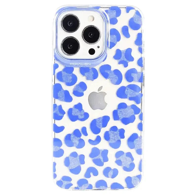 Mikalen Cheetah Print Soft Edge Case for iPhone Back Cases iPhone 15 Pro Max / Blue