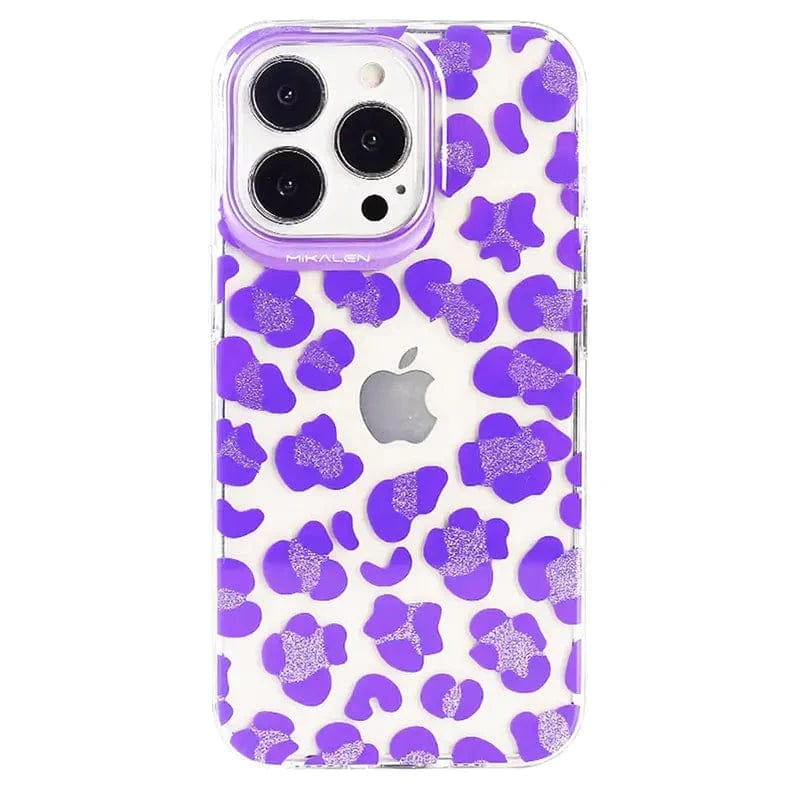 Mikalen Cheetah Print Soft Edge Case for iPhone Back Cases iPhone 15 Pro Max / Purple