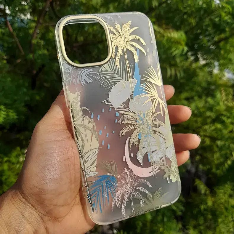 MIKALEN Floral Print Soft TPU Clear Edge Case for iPhone Back Cases