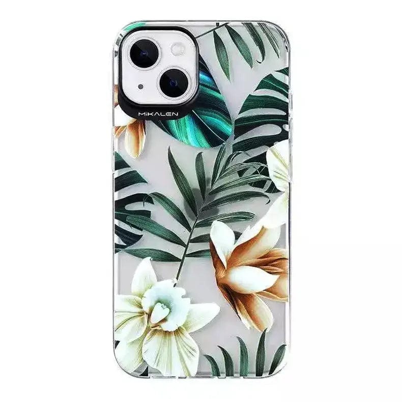 MIKALEN Floral Print Soft TPU Clear Edge Case for iPhone Back Cases