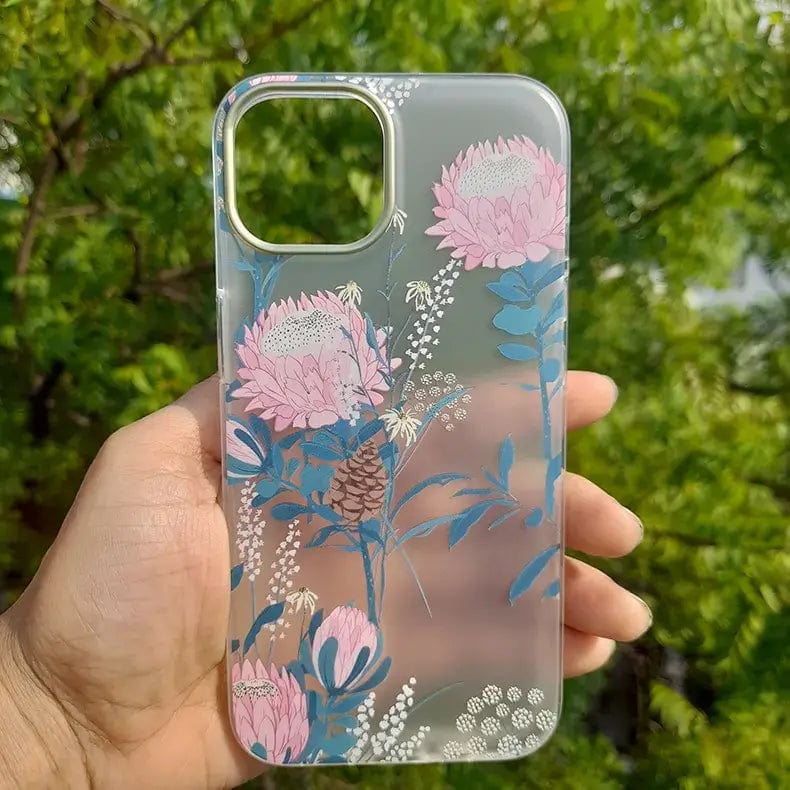 MIKALEN Floral Print Soft TPU Clear Edge Case for iPhone Back Cases