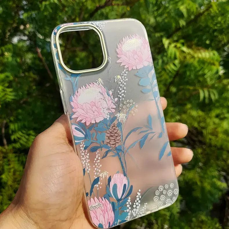 MIKALEN Floral Print Soft TPU Clear Edge Case for iPhone Back Cases