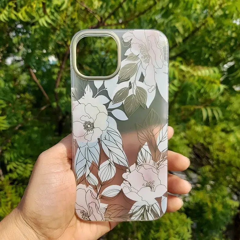 MIKALEN Floral Print Soft TPU Clear Edge Hard Phone Back Case for Apple iPhone