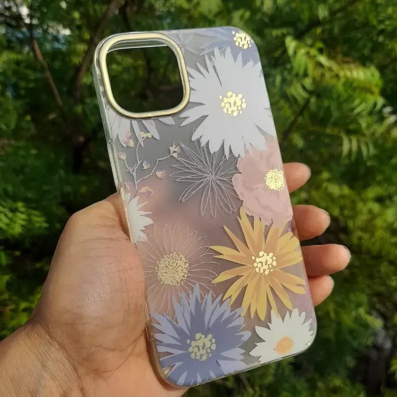 MIKALEN Floral Print Soft TPU Clear Edge Hard Phone Back Case for Apple iPhone