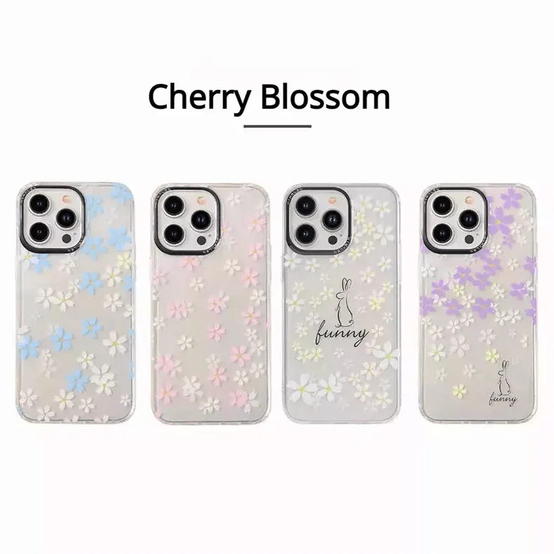 Mikalen Romantic Cherry Blossom Soft Edge Hard Phone Back Case for Apple iPhone