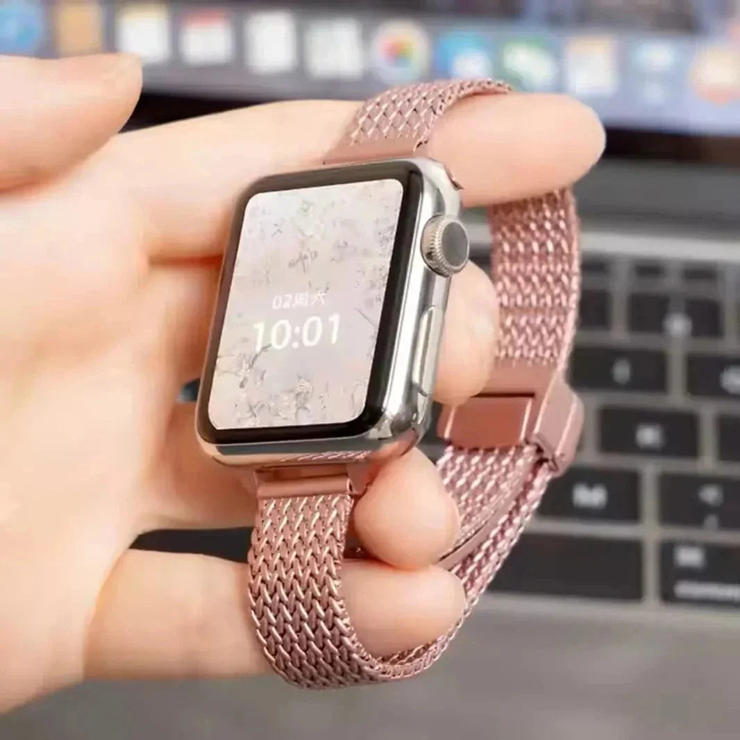 Milanese Magnetic Slim D-Buckle Band for Apple Watch 42 | 44 | 45 | Ultra 49 | 46mm S10