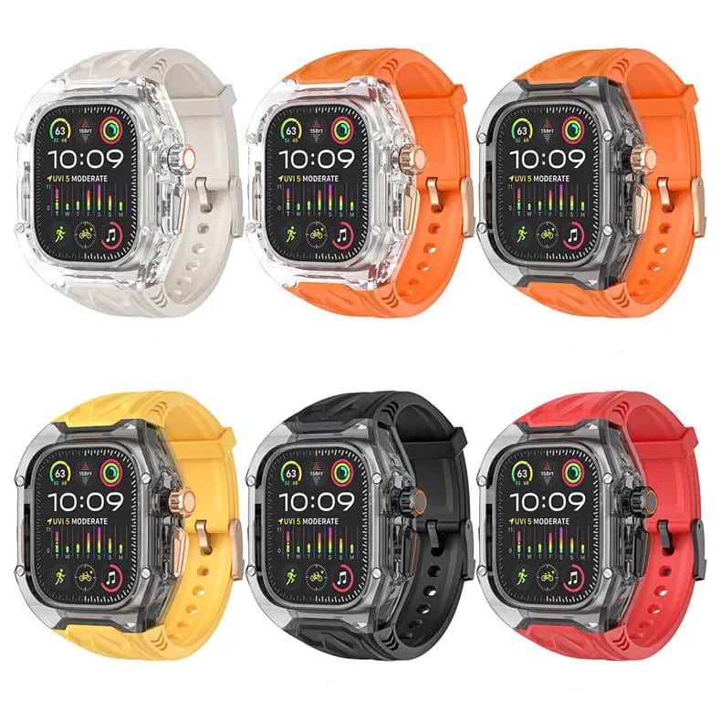 Military Protective Rugged Hard Watch Case with Silicone Watch Band for Apple Watch