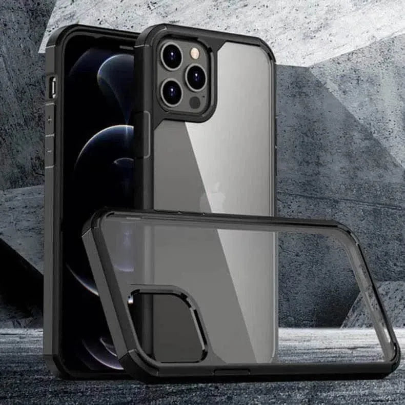 Military Style Clear Hard Case for iPhone 15 Pro